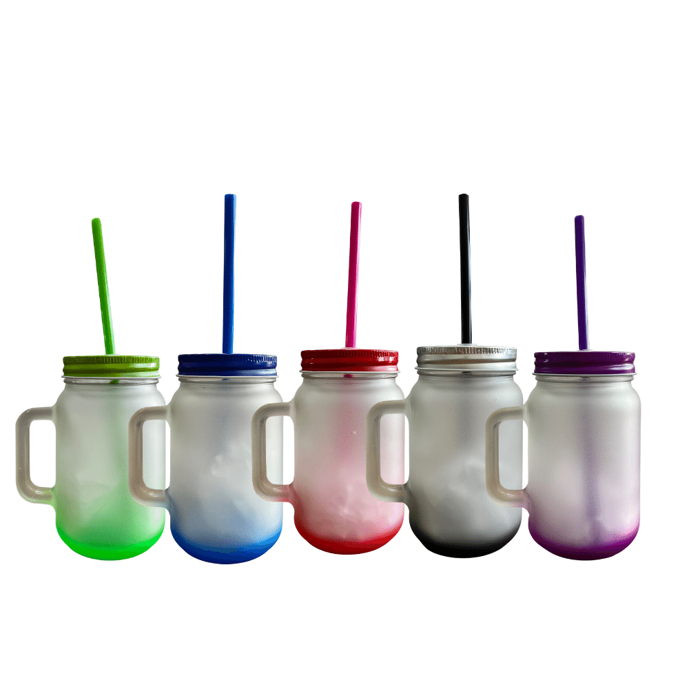 Mason Jar Canudo 450ml Jateado Color Emporio