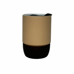 Copo Cerâmica Buddy Fosco Tampa Acr Base Silicone 325ml Marrom - 2863