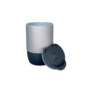 Copo Cerâmica Buddy Fosco Tampa Acr Base Silicone 325ml Cinza - 2861