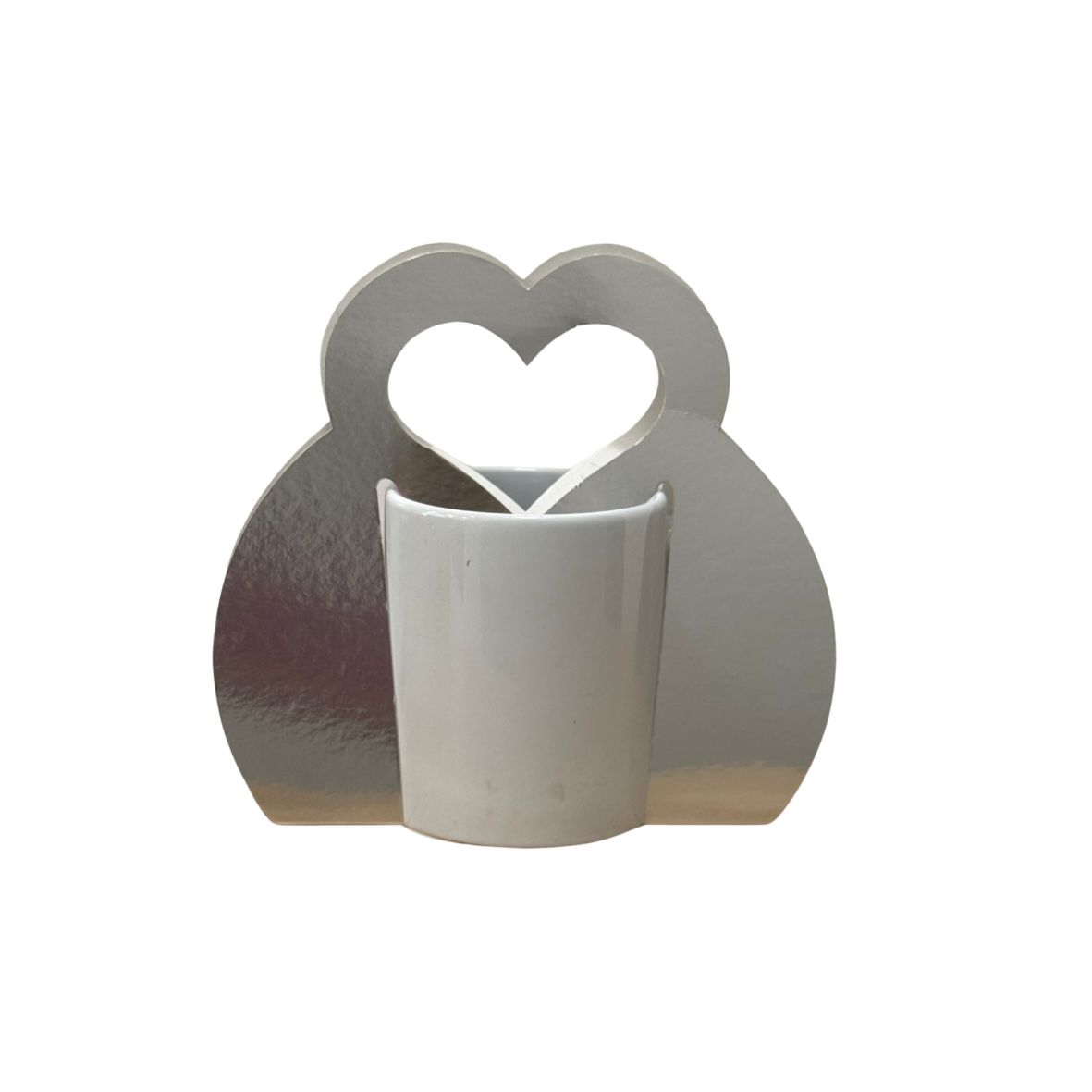 Caixinha Sacola Alça Coração Prata