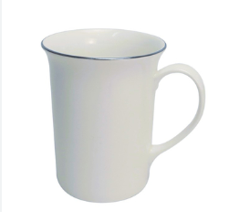 Caneca Porcelana Branco Apolo Borda Prata 295ml - 2622