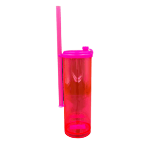 Copo Acrílico Long Drink Sky com Canudo 330ml - Rosa