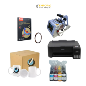 Kit Sublimação Iniciante Prensa De Caneca Impressora Papel A4 Fita Tinta