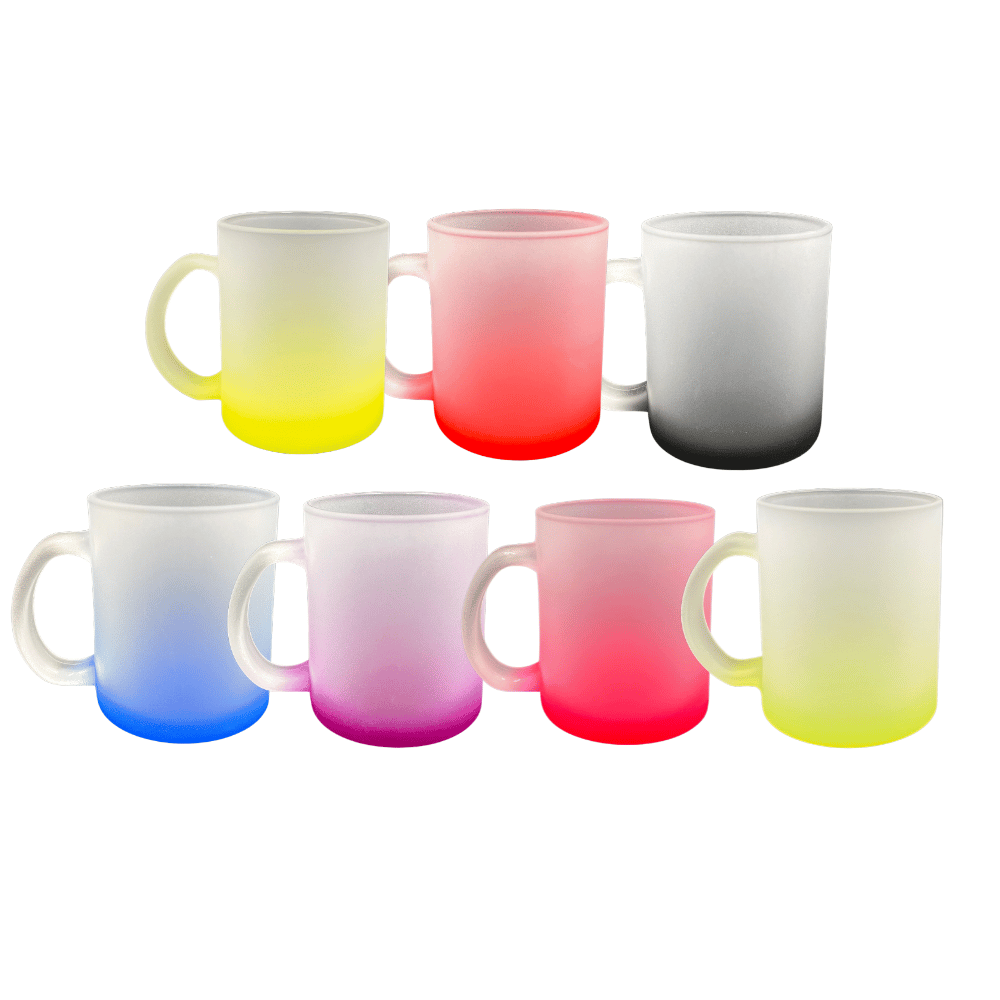 Caneca Vidro Jateada Degradê Color 325ml