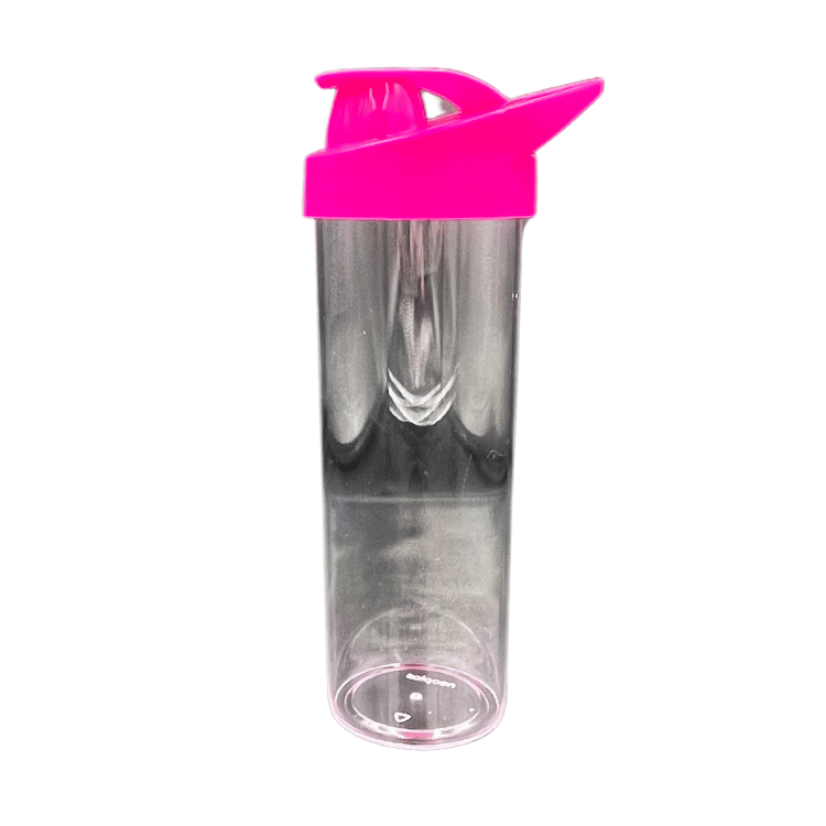 Squeeze/Garrafa Transparente Life Way 450ml - Tampa Rosa Flúor