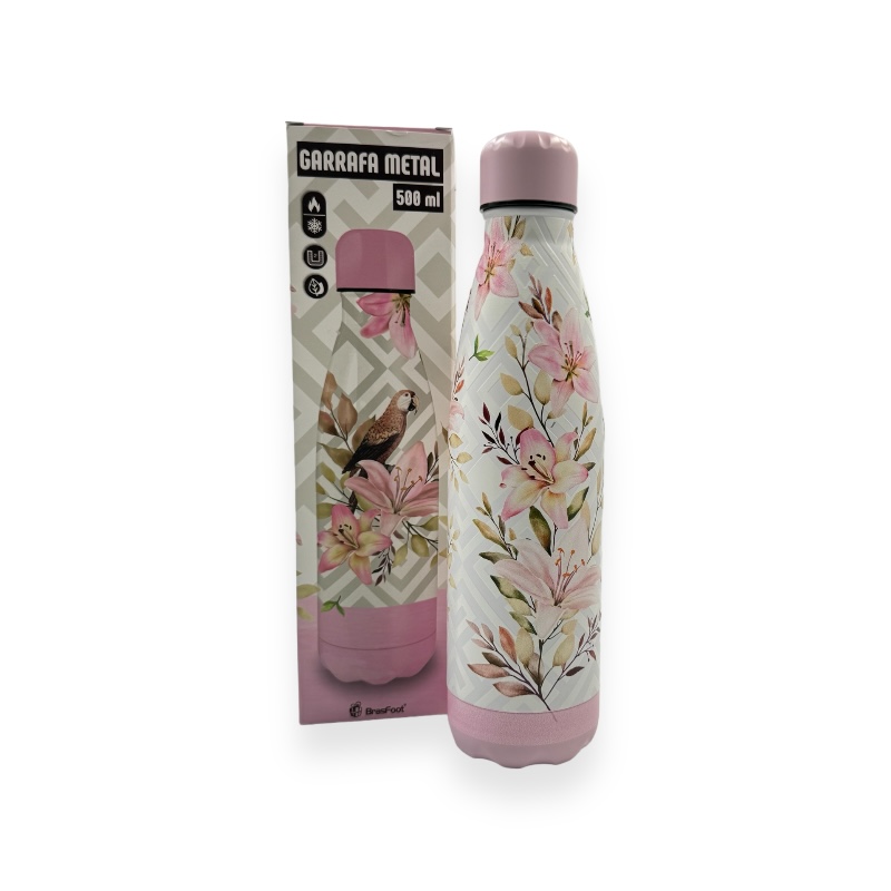 Squeeze/Garrafa Térmica Metal Neo 500ml - Flor Geométrica