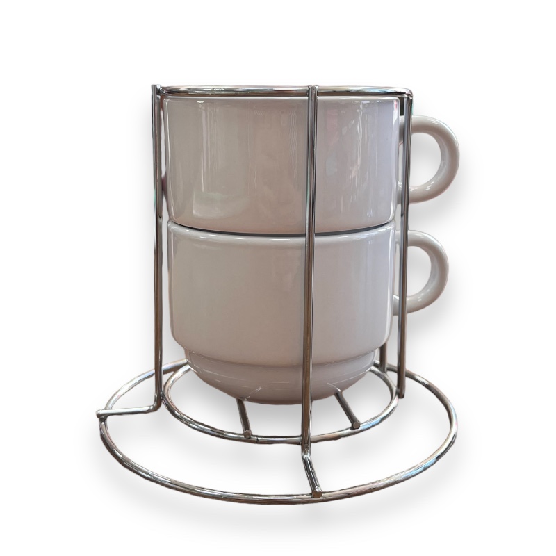 Kit Xícara 2 pçs Torre - Com suporte 150ml - 2449