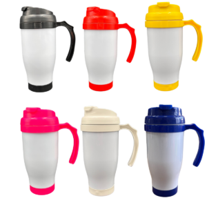 Caneca Semi Térmica Polímero Tampa Colorida 600ml