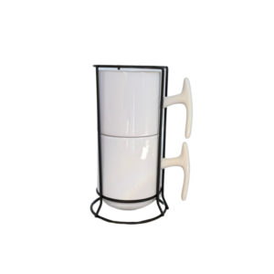 Torre de 2 Xícaras Cerâmica C/Suporte Metal Preto Majestic 325ml - 3921