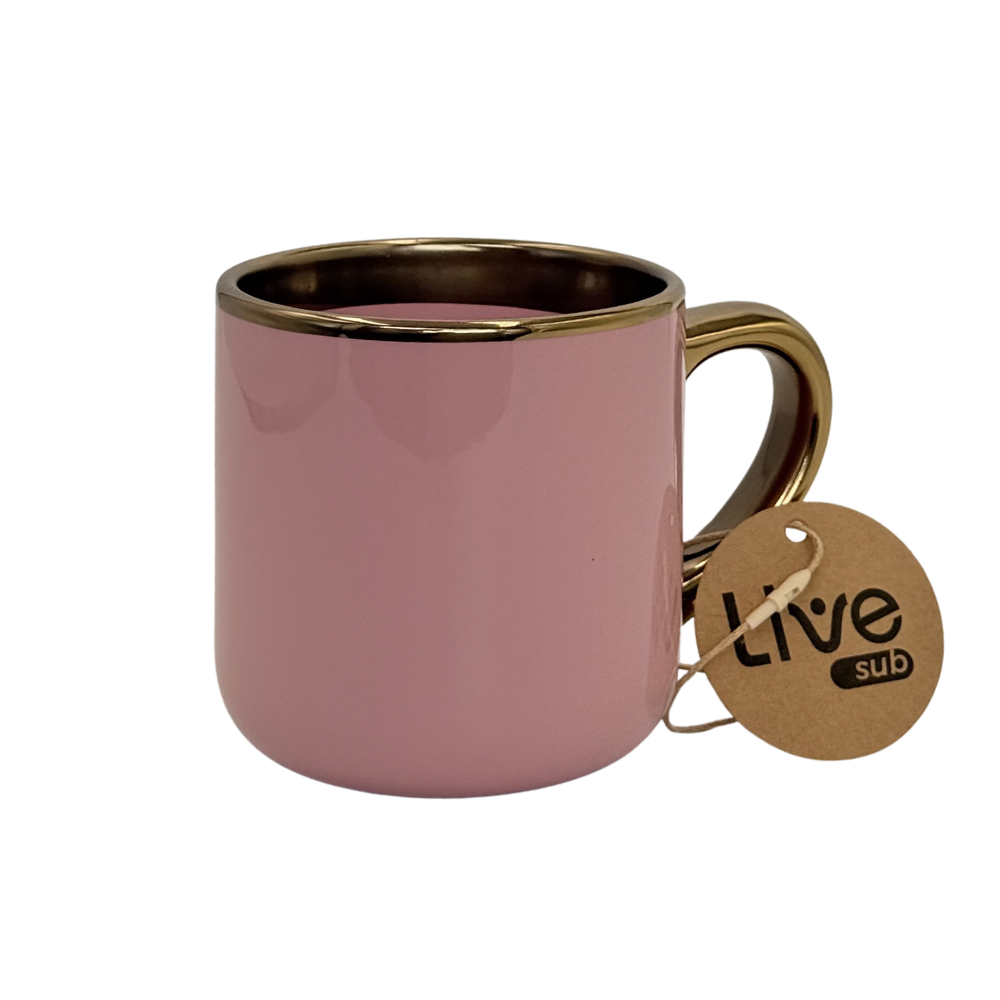 Caneca Cerâmica Imperial Int/Alç Ouro 400ml Rosa - 2877