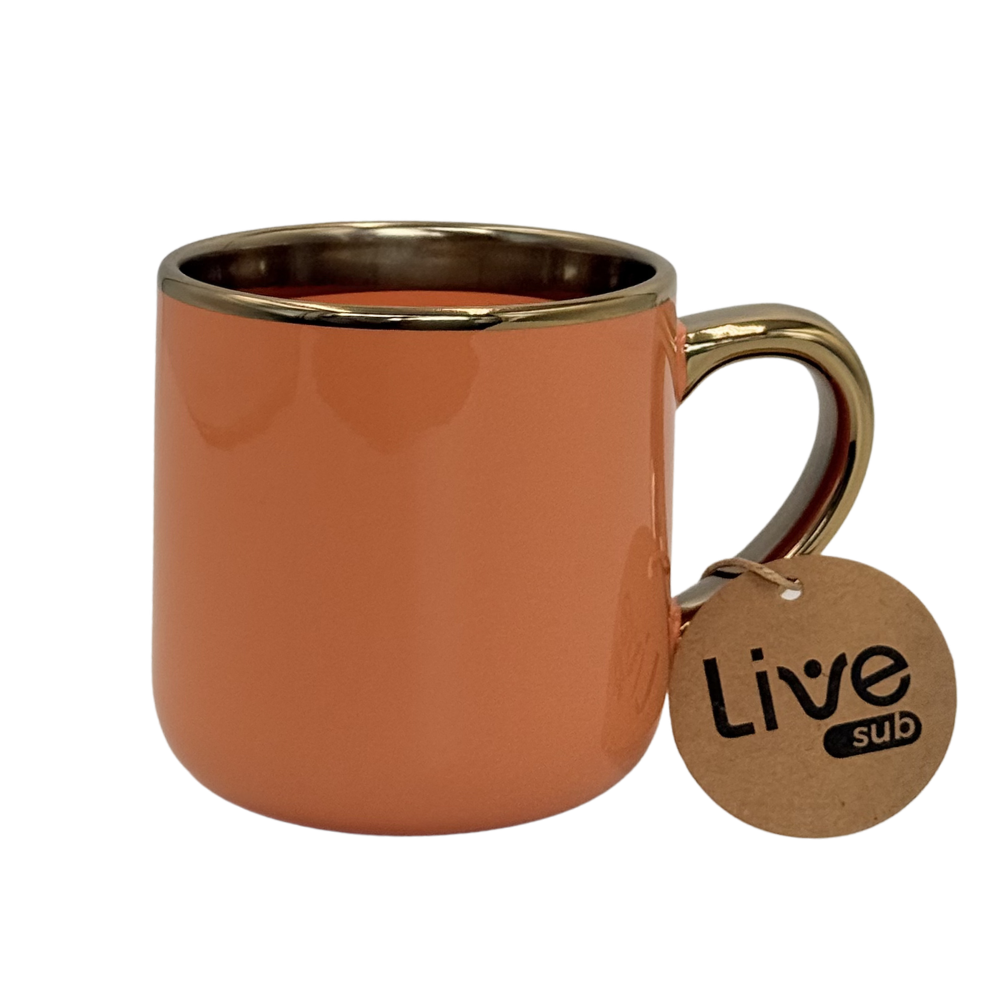 Caneca Cerâmica Imperial Int/Alç Ouro 400ml Laranja - 2879
