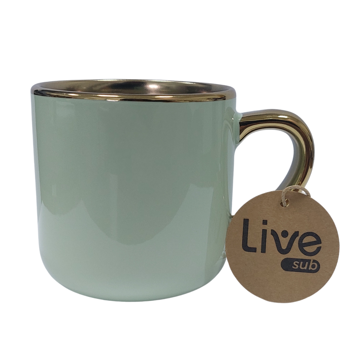 Caneca Cerâmica Imperial Int/Alç Ouro 400ml  - Verde Menta -  2876