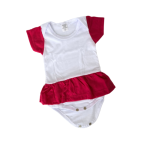 Body Infantil Liso Manga Curta c/Babado Rosa Pink Poliéster