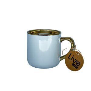 Caneca Cerâmica Imperial C/Alça e Borda Ouro 400ml Branco - 2882