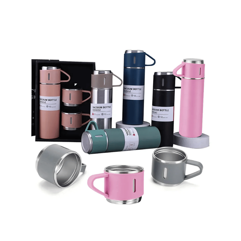 Kit Garrafa Térmica Inox com 3 Xícaras 500ml - 61442