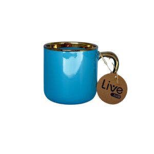 Caneca Cerâmica Imperial C/Alça e Borda Ouro 400ml Azul - 2881