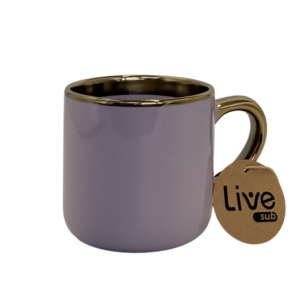 Caneca Cerâmica Imperial C/Alça e Borda Ouro 400ml Lilás - 2878