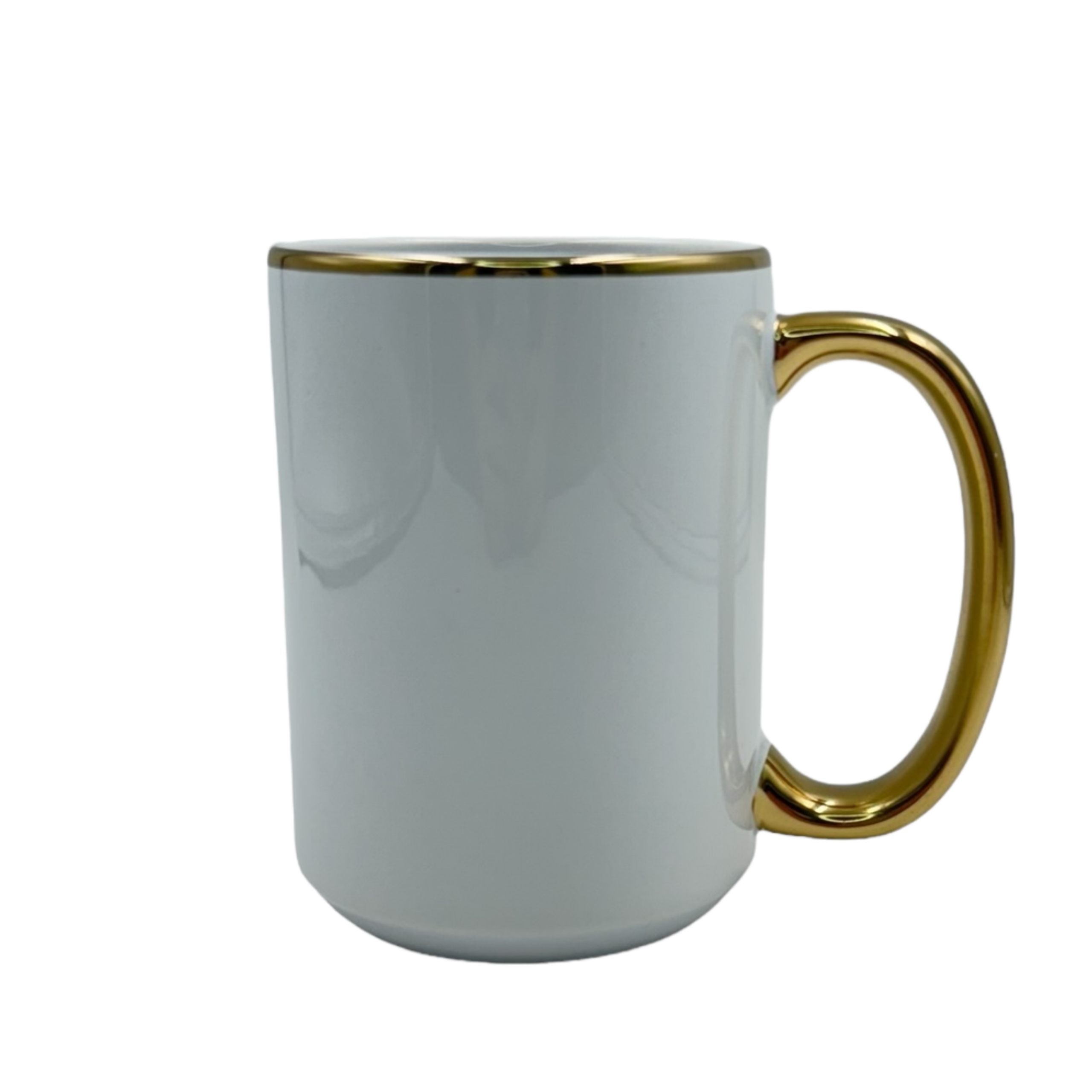 Caneca Cer Branca 440ml Alça e Borda Ouro 3624