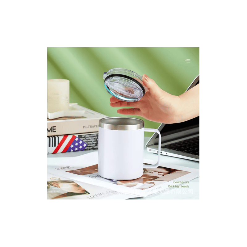 Caneca Xicara Termica Camada Dupla Em Aco Inox Com Tampa 350ML - Imagem 6