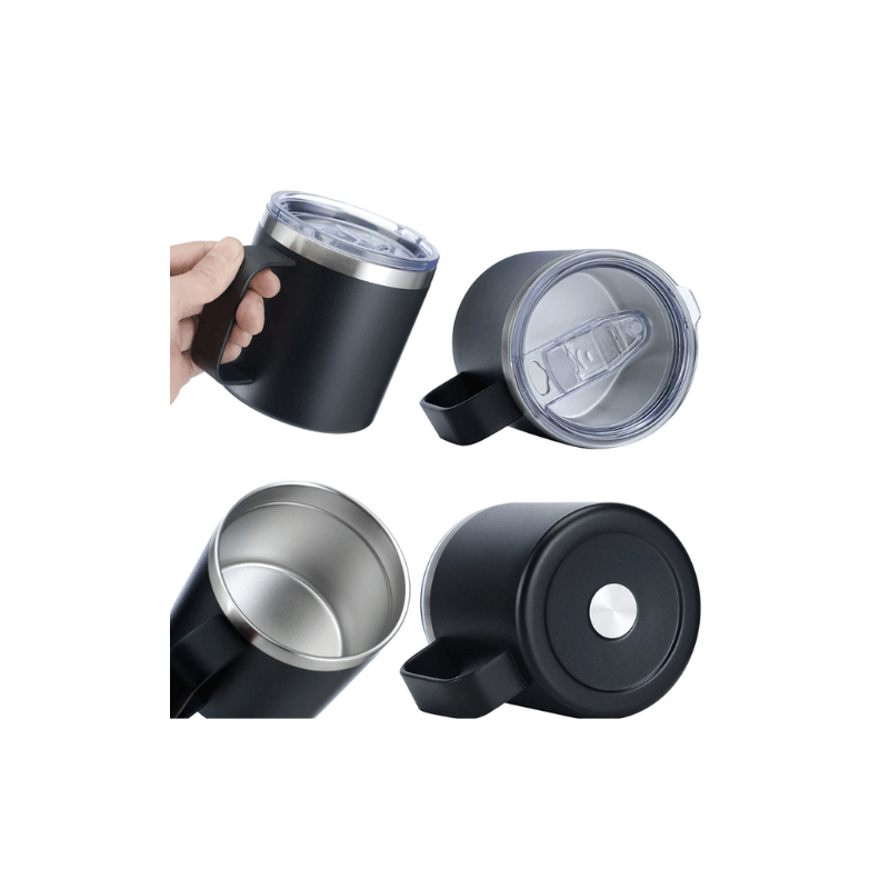 Caneca Xicara Termica Camada Dupla Em Aco Inox Com Tampa 350ML - Imagem 8