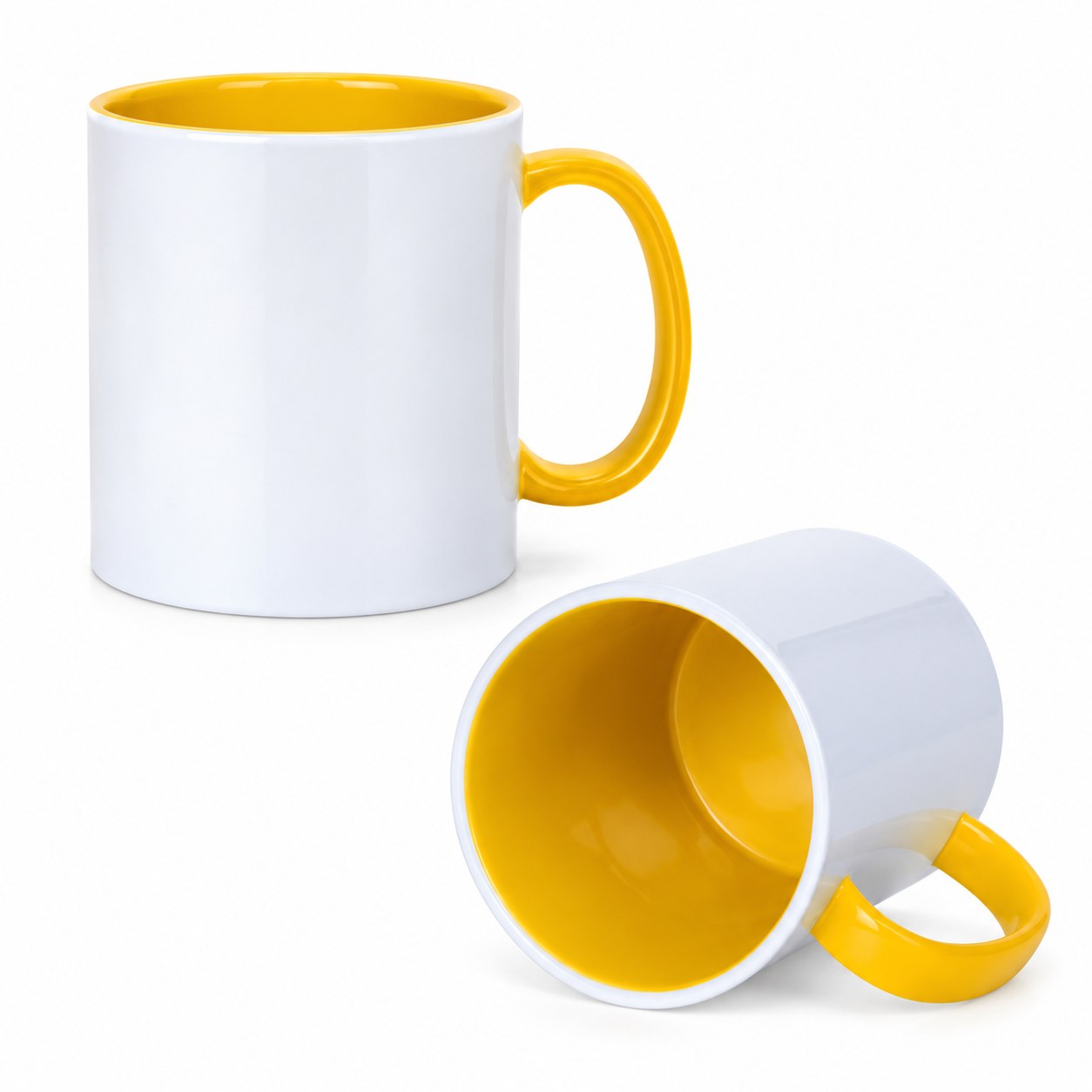 Caneca Polímero com Alça e Interior Colorido 325ml - Amarelo