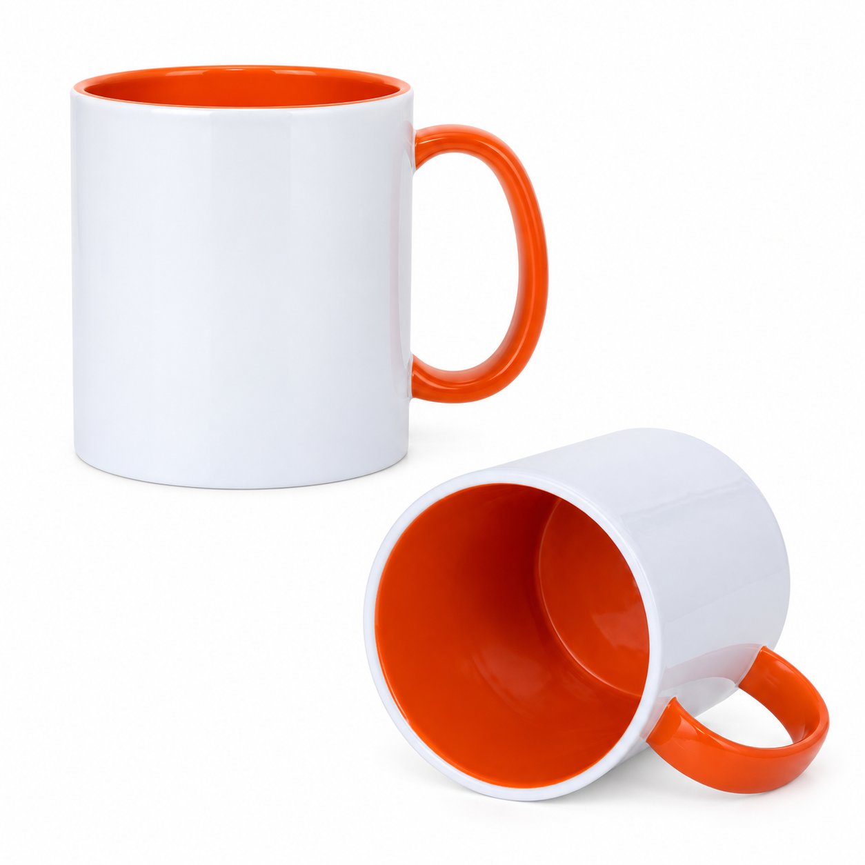 Caneca Polímero com Alça e Interior Colorido 325ml - Laranja