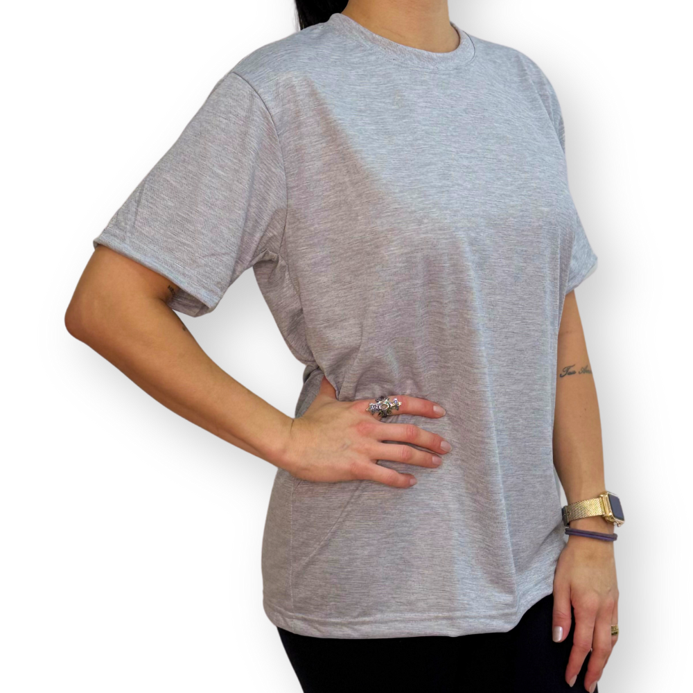 Camiseta de Poliéster PP 150gr Sublimática Cinza Mescla